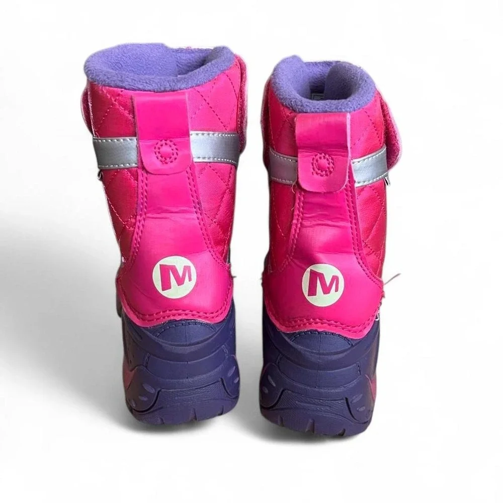 Kids Merrell Pink & Purple Watterproof Winter Boots with Quilted Design Size 3